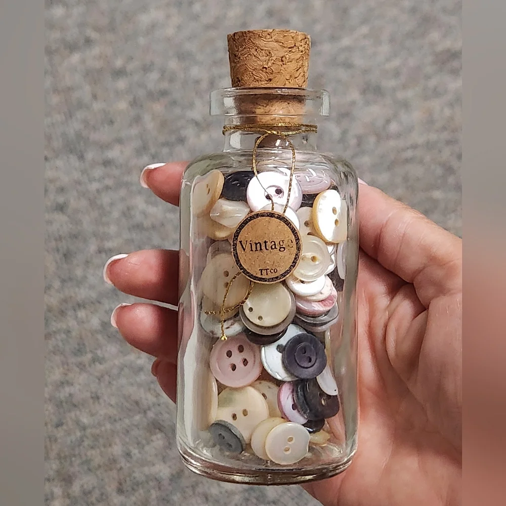 Anthropologie Vintage Druggist Pharmacy Bottle Full of Buttons